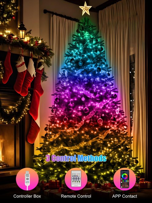 Electight RGB Smart IC String Lights Indoor 16FT/5M [APP & Remote Control], 50 LEDs Multicolor Fairy Lights, USB Powered & IP65 Waterproof, Music/Voice Sync, Fairy String Lights for Christmas, Party