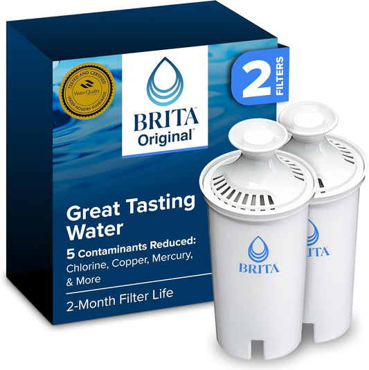 Brita Standard Water Filter - BPA-Free Pitcher Replacement | Lasts 40 Gallons, Includes 2 Filters