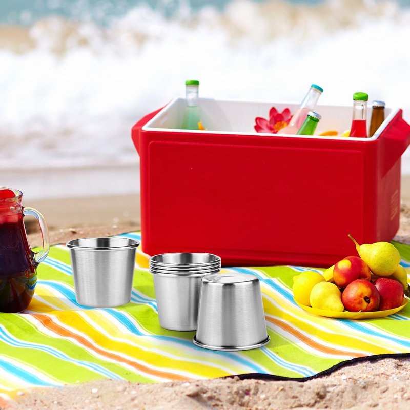 Ruisita Resinta 6 Pack 5 oz Stainless Steel Cups Metal Shatterproof Stackable Pint Drinking Cups for Kids