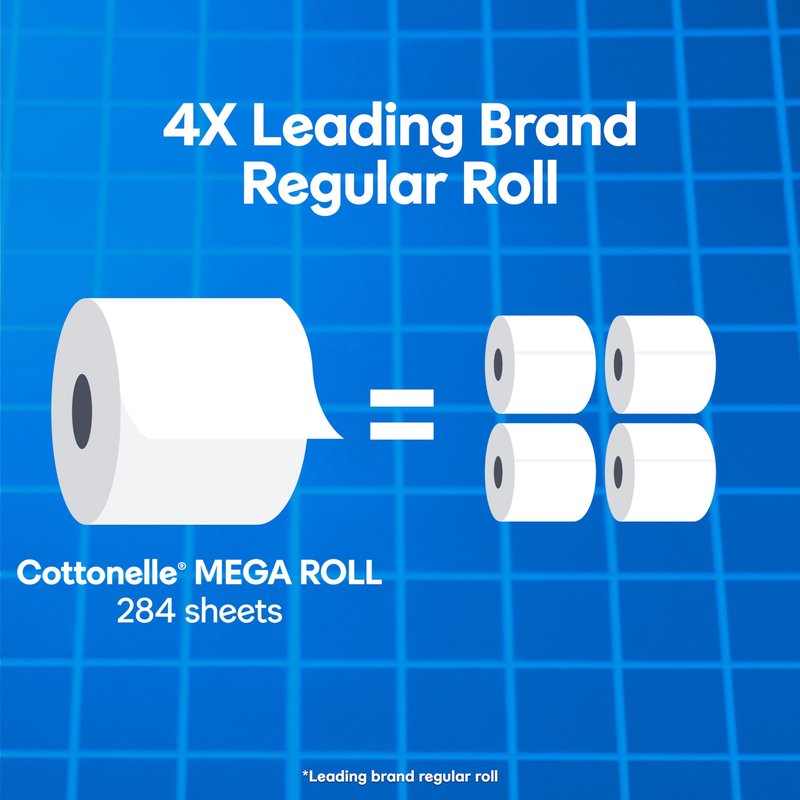 Cottonelle Ultra Clean Toilet Paper, 4 Mega Rolls = 16 Regular Rolls, Packaging May Vary