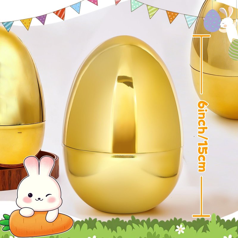 Digwry 50 Pcs Golden Easter Eggs Plastic, 2.3" Fillable Shiny Gold Metallic Plastic Easter Eggs Empty for Easter Hunt,Party Favor,Basket Stuffers Fillers,Classroom Prize