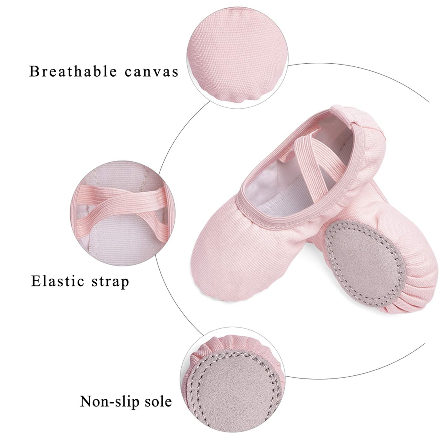 Stelle Canvas Ballet Shoes Toddler Girls Ballet Slippers No-Tie Boys Dance Shoes(Ballet Pink,11ML)