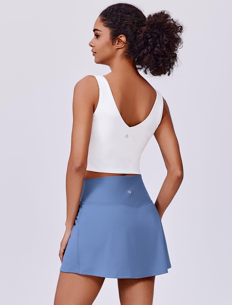 PINSPARK Skorts for Woman High Waisted Tennis Skirts with 2 Pockets Tummy Control Lightweight Performance Active Golf Skirt，Blue Small