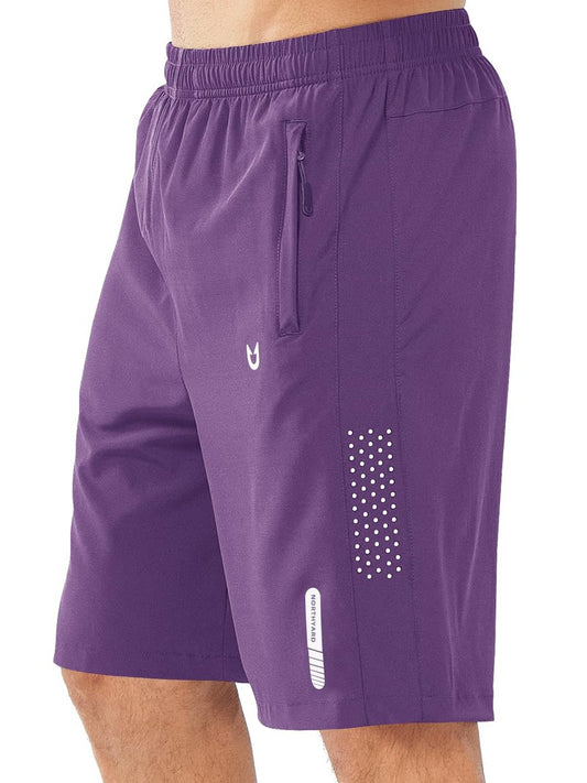 NORTHYARD Men's Athletic Running Shorts Gym Workout 7"/9"/5" Quick Dry Lightweight Sports Basketball Tennis 3 Zipper Pockets PURPLE-9inch L