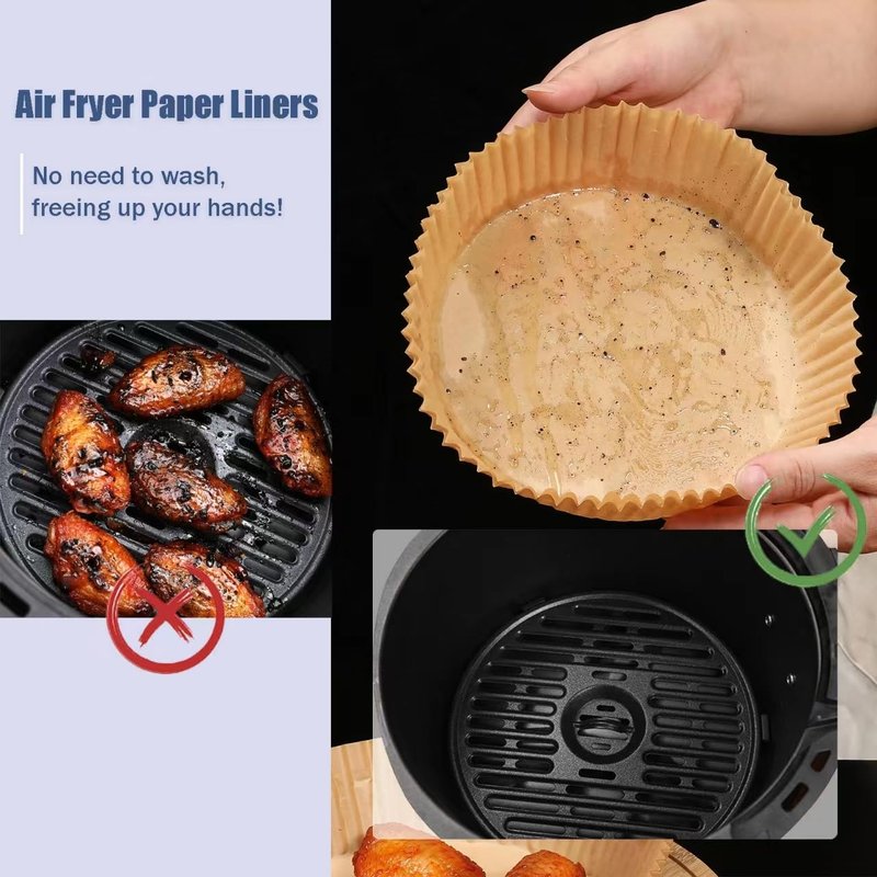 Somoga Thick Air Fryer Paper Liners Disposable Parchment Paper Non-Stick 100PCS Fit 3-5QT Air Fryer Liners Air Roasting Microwave Basket Oil-proof Resistant Baking Parchment Paper(Round, 6.5inch)