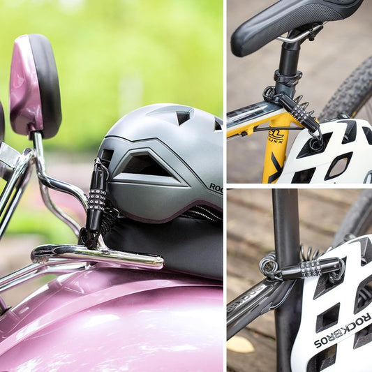 ROCKBROS Motorcycle Helmet Lock - 4 Digit Retractable Cable Lock for Bike, Stroller, Luggage