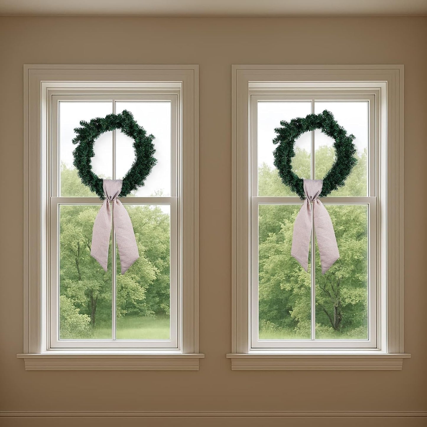Brown Gingham Wreath Bow Set by [Brand Name] - 2 Pack for Door Decoration | 5.12” Wide x 54.33” Each
