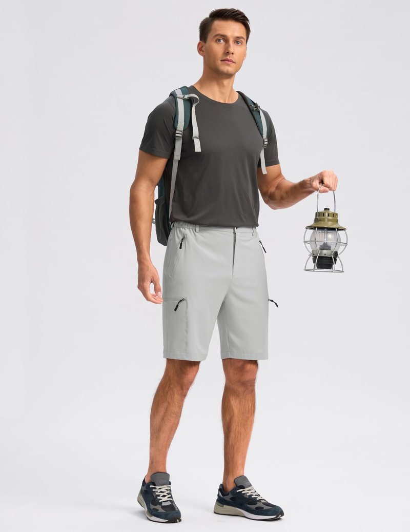 G Gradual Mens Hiking Cargo Shorts with 4 Zipper Pockets 9" Quick Dry Lightweight Casual Work Shorts for Men Golf Fishing(Bright Grey,XXL)
