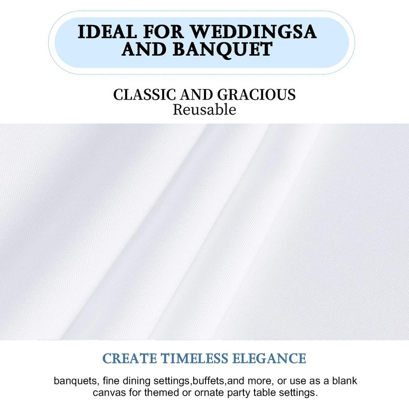 FINDYOU 6 Pack White Table Cloth Rectangle Table 60 x 102 Inch Tablecloths for 6 Foot Rectangle Tables. Stain and Winkle Resistant Polyester Washable White TableCloths for Parties Wedding Dining