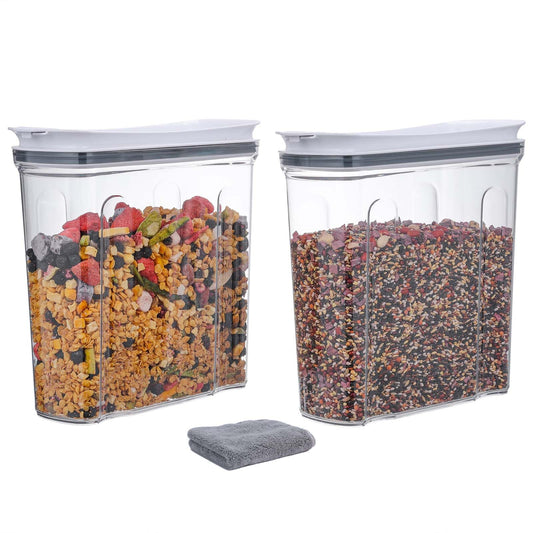 FreshKeeper Cereal Containers Storage Set, Airtight Food Storage Container with Lid 3.5L,2PCS BPA-FREE Plastic Pantry Organization Canisters for Rice Cereal Flour Sugar Dry Food in Kitchen…
