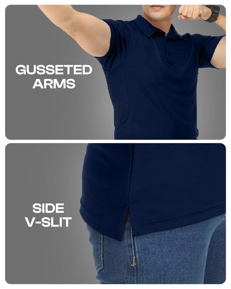 NY Threads Men's Polo Shirt Short Sleeves UPF 50+ Quick Dry Performance Tactical Pique Jersey Golf Shirt, X-Large, Navy Blue