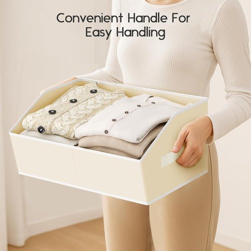 Homsorout Large Closet Organizers - 6 Pack Foldable Fabric Baskets with Handles for Easy Storage | Beige
