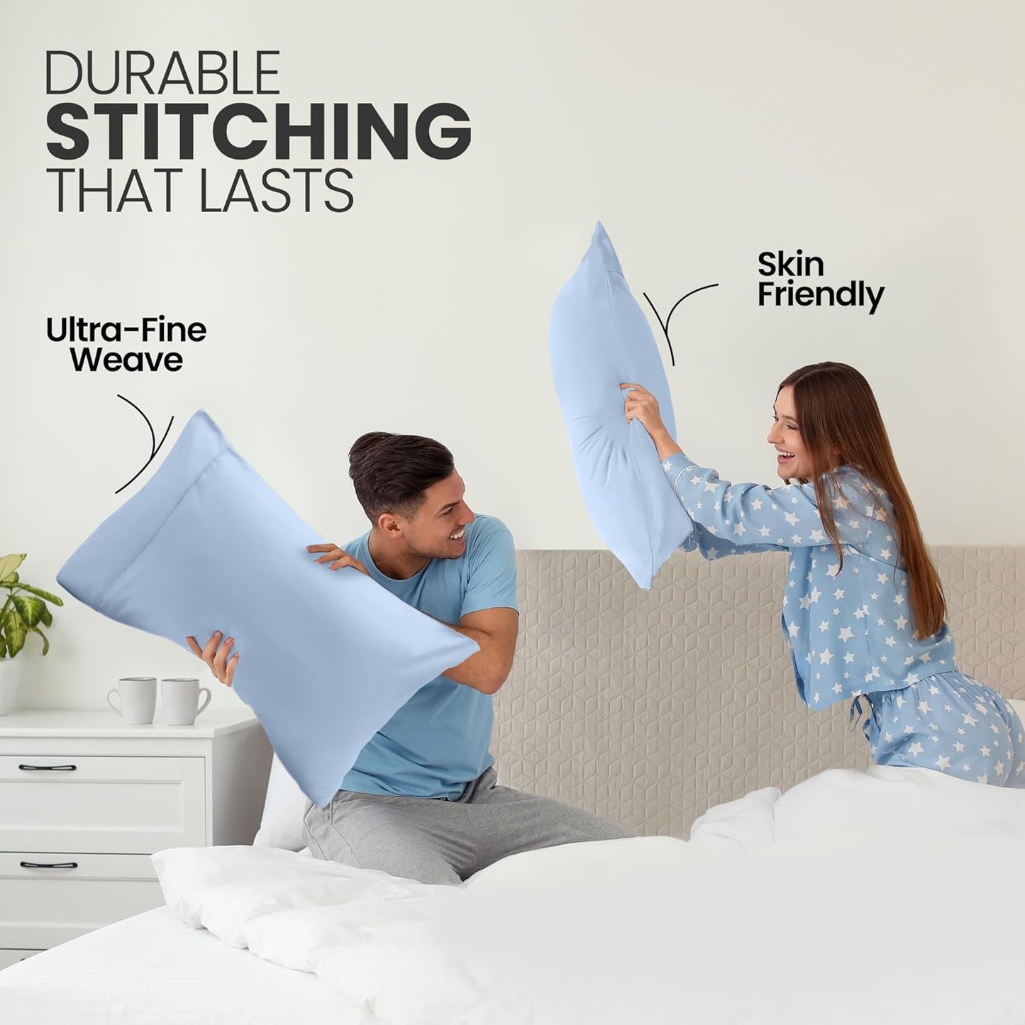 Utopia Bedding Queen Pillow Cases - Soft Brushed Microfiber - Fade Resistant | 20 x 30 Inches, Ice Blue - 2 Pack