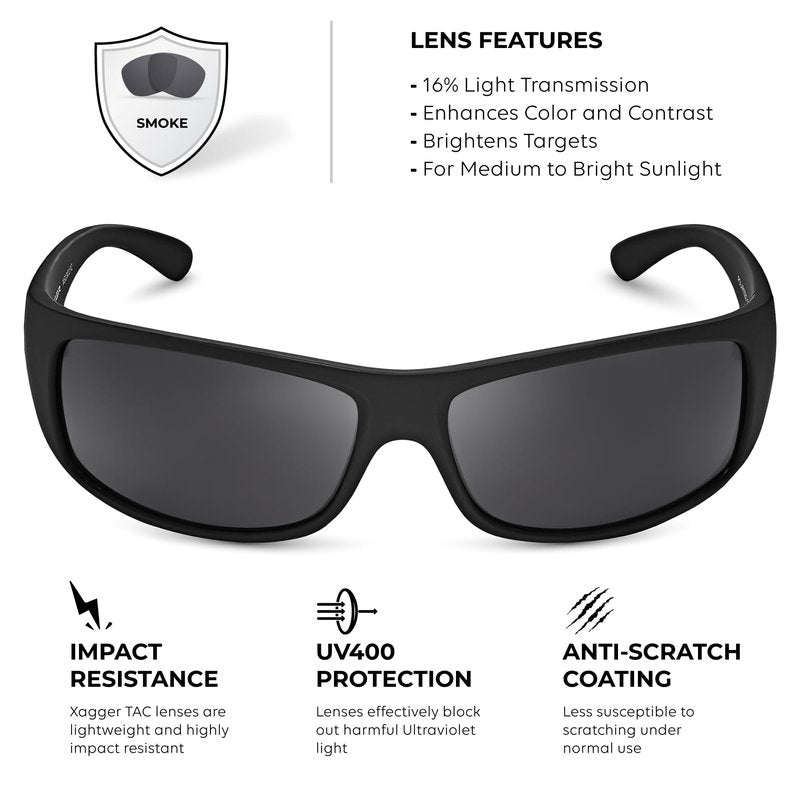 Xagger Sports Polarized Sunglasses for Men Wrap Around TR90 Frame Driving Fishing Running Sun Glasses
