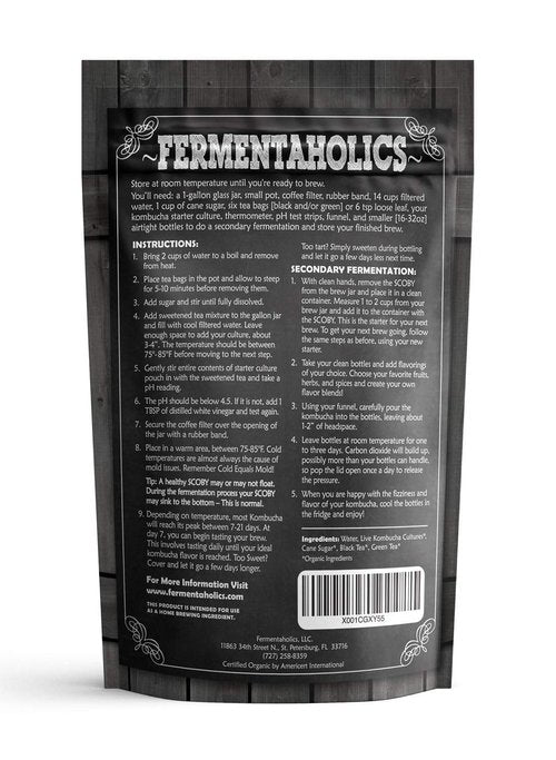 Fermentaholics ORGANIC Kombucha SCOBY With Twelve Ounces of Starter Tea - Live Starter Culture - Makes A One Gallon Batch - 1.5 Cups of Strong Mature Starter Tea - Brew Your Own Kombucha (1 Pack, 1, Count)