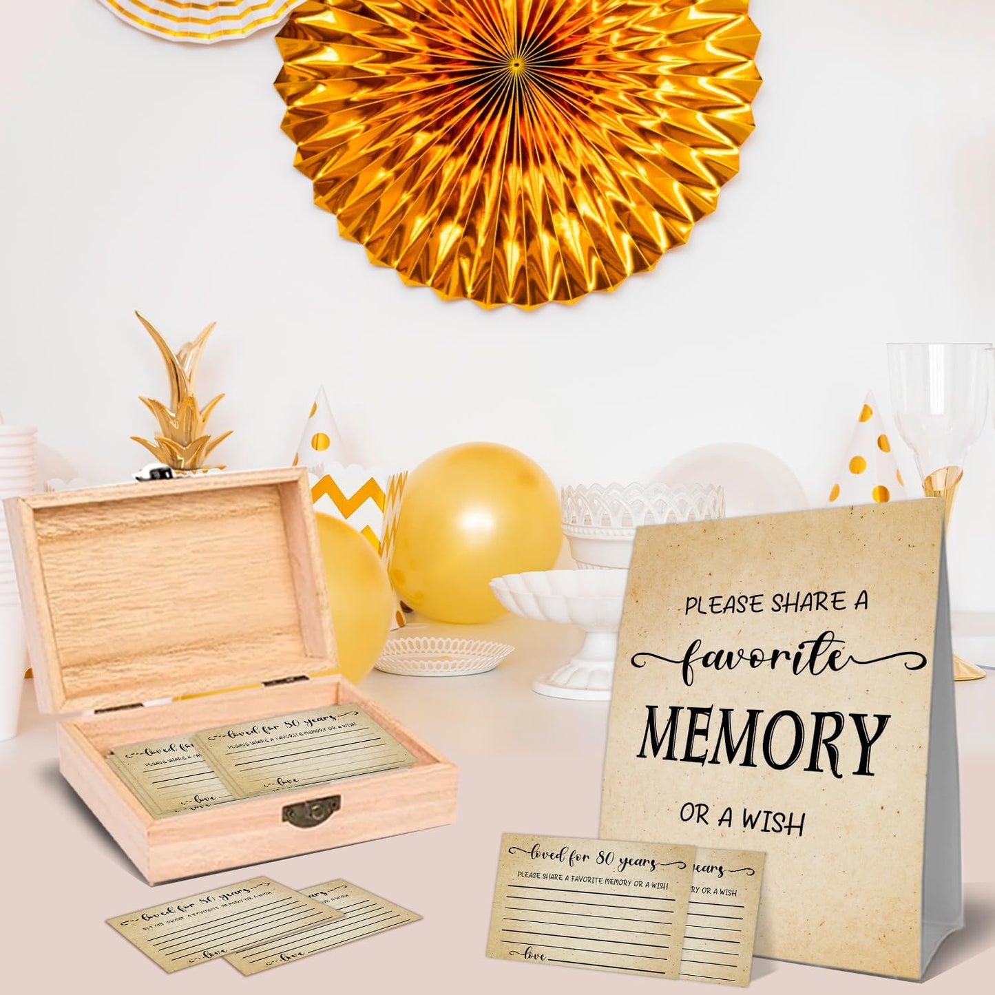 QUPT 80th Birthday Memory Box Set - 1946 Gifts for Men & Women with 50 Memory Cards & Sign