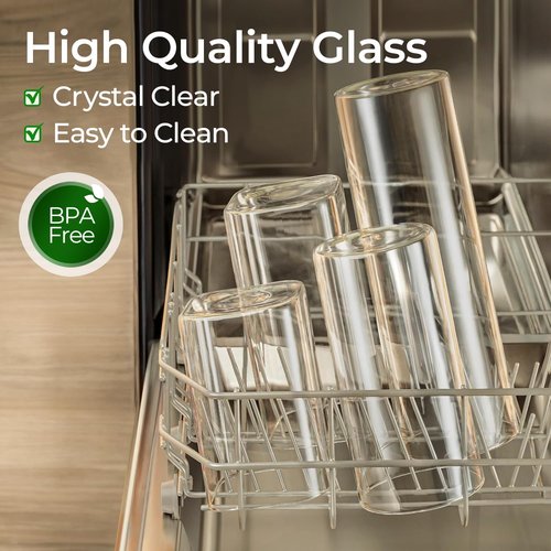 ComSaf Glass Pasta Storage Container Set - 2 Qt Airtight Jars with Wood Lids | Clear Kitchen Pantry Organization