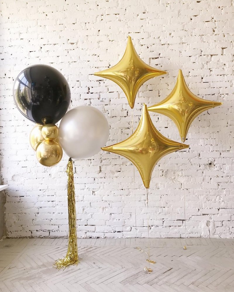 Gold Star Balloons,12Pcs Four Angle Star Foil Balloons,26Inch and 10Inch Gold Quadrangle Helium Balloon for Birthday Graduation Anniversary Baby Shower Wedding Party Decorations