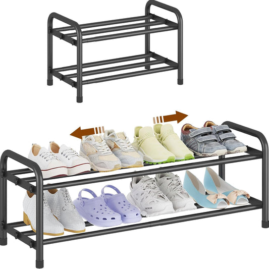 KANAV 2-Tier Expandable Shoe Rack - Adjustable Organizer for Small Spaces | Durable Storage for Entryway & Bedroom