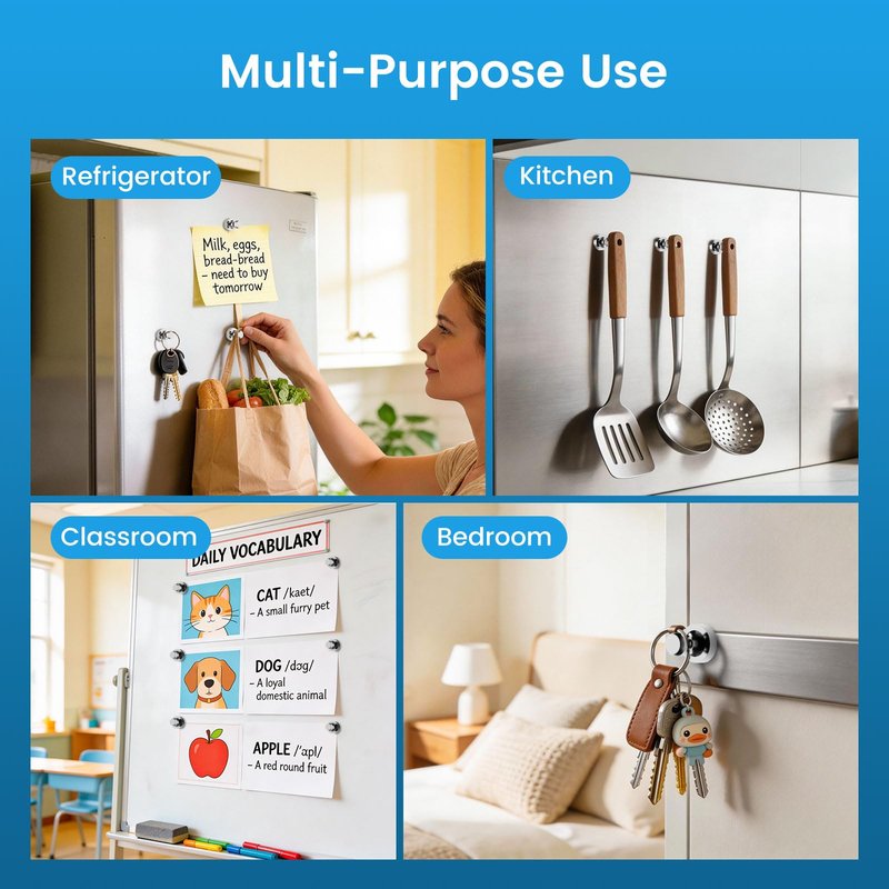 Fridge Magnets, Refrigerator Magnets, 20PCS Small Strong Magnets for Whiteboard, Magnetic Push Pins Perfect for Office Classroom Kitchen Accessories Sliver
