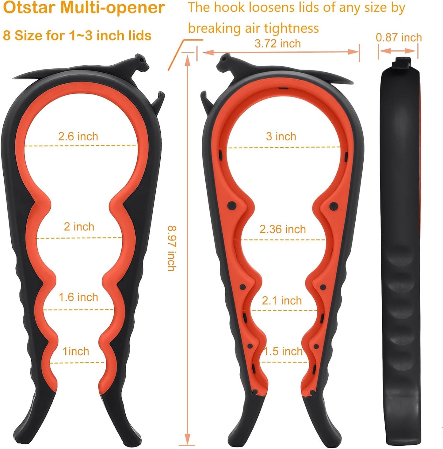 Skiennix 5-in-1 Jar Opener - Ergonomic Design with Rubber Grip for Seniors | Ideal for Weak Hands