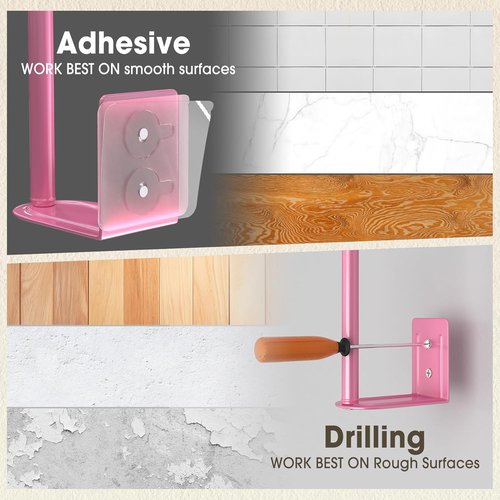 Durmmur Hat Racks - 2 Pack Stainless Steel Baseball Cap Organizer | Strong Adhesive & Wall-Mounted (Pink, 6 in)