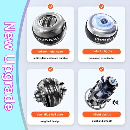 EXBEPE All-Metal Torque Ball and Metal Light-up Gyro Ball Bundle Item