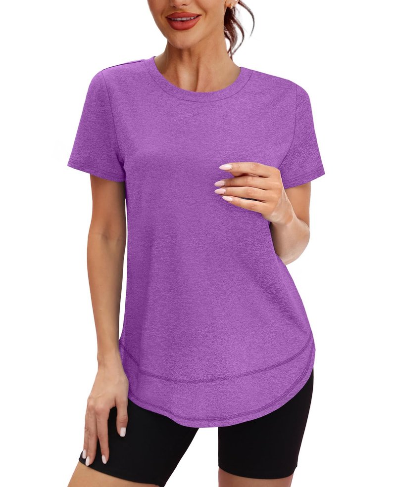 Oversized Tshirts for Women Dry Fit Plus Size Spring Clothes Summer Athletic Tops Workout Shirts Crewneck Blue 3XL