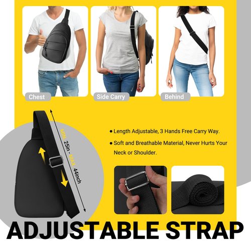 Crossbody Bags for Women, Sling Bag for Men, Small Hiking Backpack Anti Theft Lightweight for Outdoors Travel (M, Black)