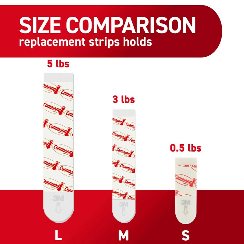 Command Indoor Small Replacement Strips, 64 Strips, Damage-Free Wall Hanging, Re-Hang Small Hooks for Home and Wall Decor, Holds up to 1 lb, White Adhesive