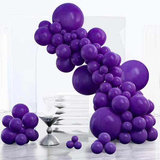 PartyWoo Dark Purple Balloons - 152-Piece Royal Purple Balloon Arch Kit for Birthday & Baby Showers