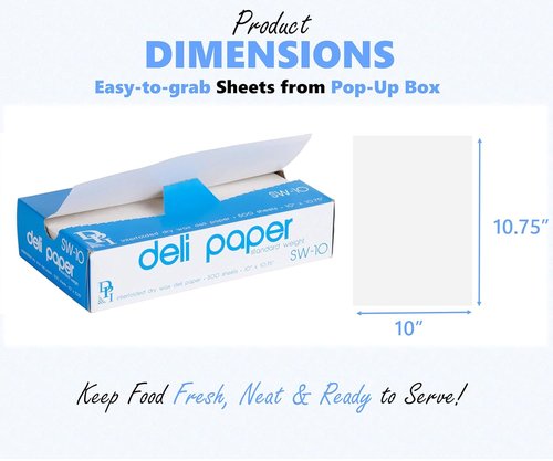 Durable Packaging Interfolded Deli Wrap Wax Paper - 10" x 10 3/4" Size for Freshness