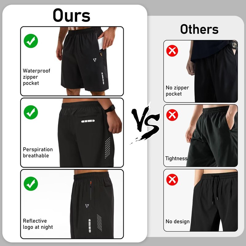FIONECA 2 Pack Mens Athletic Shorts Quick Dry 7 Inch Running Shorts Breathable Mesh Gym Workout Shorts with Zipper Pockets(Black&Black,M