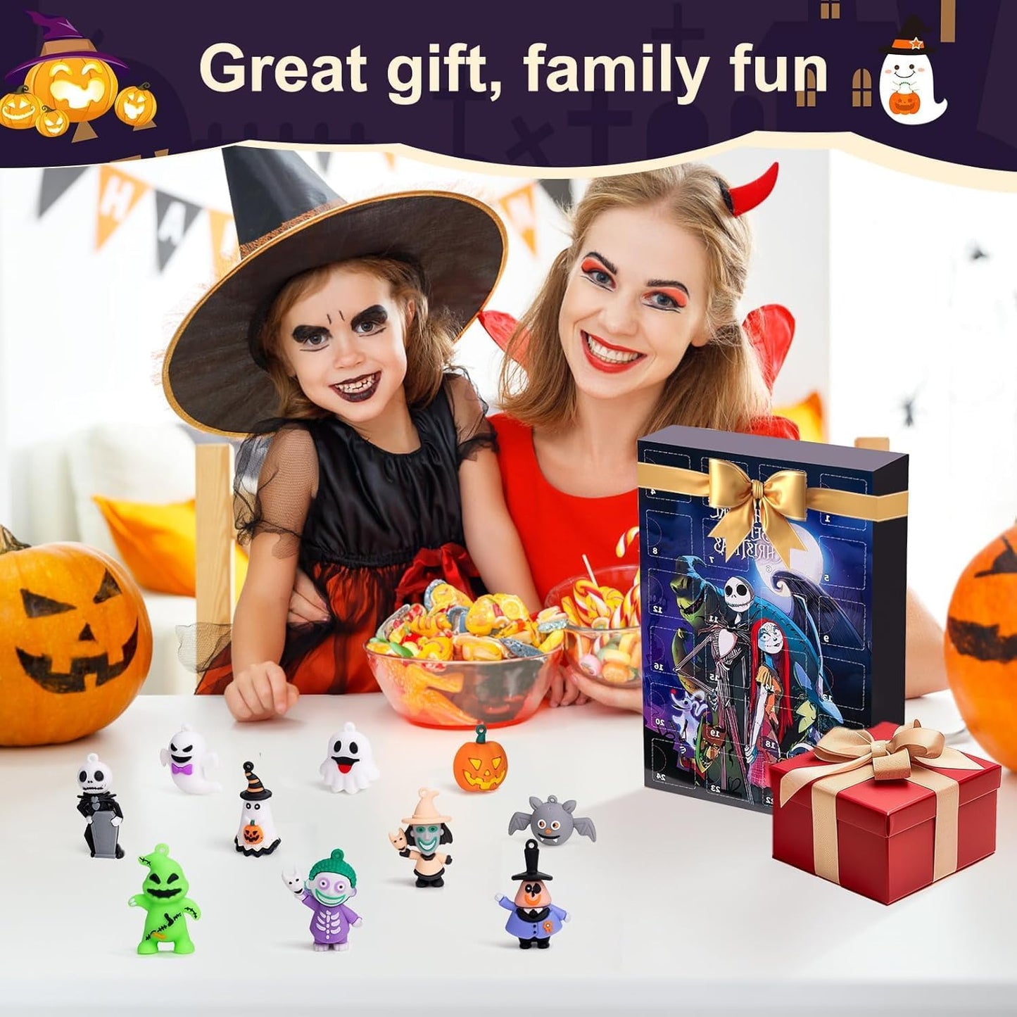 Nightmare Before Christmas Advent Calendar 2025 - 24 Scary Gifts & Collectible Horror Figures (Black)