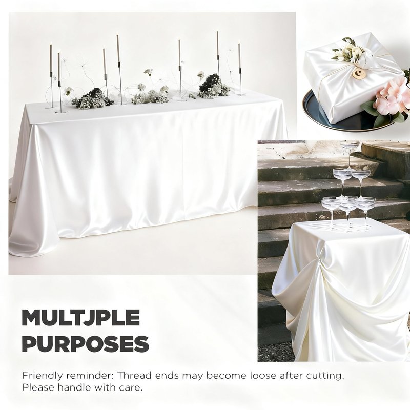 White Tablecloths for Rectangle Tables 10 Pack 60 x 126 Inches Reusable and Washable Table Clothes for 6-8 Ft Tables Polyester Fabric Wrinkle Resistant Heat Proof Table Covers for Wedding Party