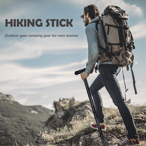 Autuveen Hiking Tactical Stick Walking Staff,Portable Walking Sticks Trekking Poles Outdoor Multitool Camping Gear for Men Women (Gray)