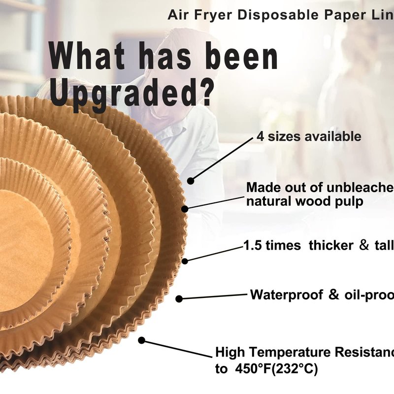 Ninja Power XL Gourmia Air Fryer Disposable Paper Liners - 200pcs, 9 Inch Round Parchment Liners for 4/5/6 qt Air Fryers, Baking Paper for Oven & Microwave