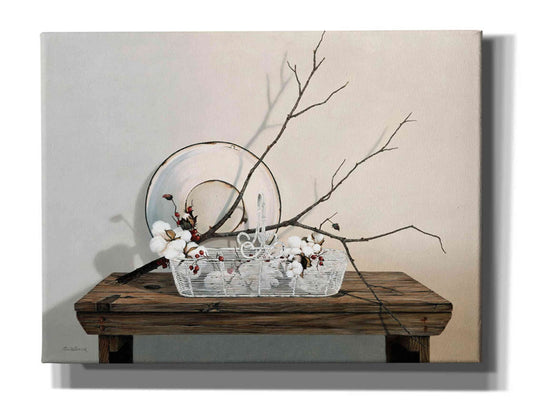 Epic Graffiti 'Wire Basket with Cotton' by Cecile Baird, Canvas Wall Art, 16"x12"