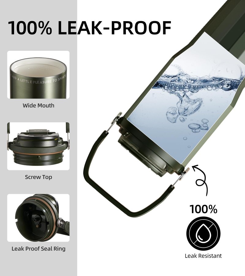 TKK 24 oz Ceramic Coated Tumbler with Straw Lid, 18/10 Stainless Steel Vacuum Tumblers, Leakproof Double Walled Car Cup with Handle & Tea Infuser& Dishwasher Safe, for Hot & Cold Drinks,Alpine Green
