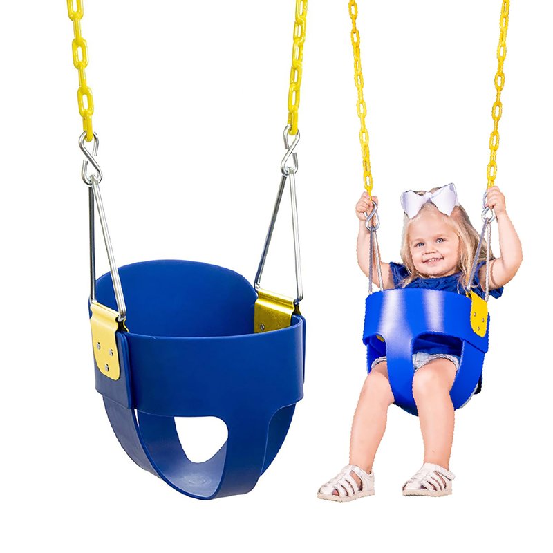 Squirrel Products High Back Full Bucket Toddler Swing Seat, Blue