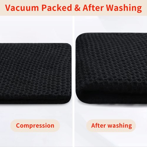 Homaxy 100% Cotton Waffle Weave Kitchen Dish Cloths, Ultra Soft Absorbent Quick Drying Dish Towels, 12 x 12 Inches, 8-Pack, Black