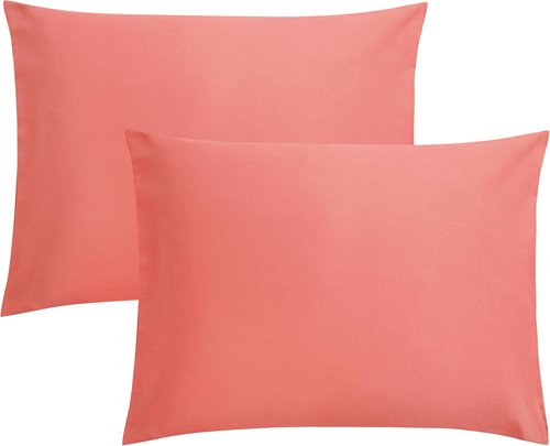 FLXXIE Pillow Cases - Soft Microfiber Standard Size Pillow Covers | Wrinkle & Stain Resistant, 2-Piece Set, 20x26, Coral
