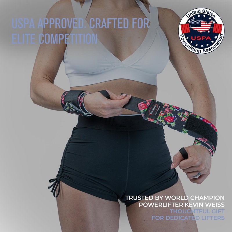 Rip Toned Wrist Wraps for Weightlifting – USPA & USAPL Approved 18" Wrist Straps for Powerlifting – Adjustable, Durable Gym Wraps with Thumb Loop – Maximum Support for Men & Women – Small Floral Stiff