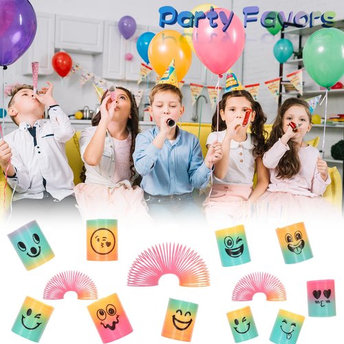 Irnushka Mini Spring Rainbow Coil Party Favors for Kids, Mini Plastic Coil Spring Toy for Easter Egg Filler Party Favor Carnival Prize Birthday Goodie Bag Stuffers (Style A, 30)