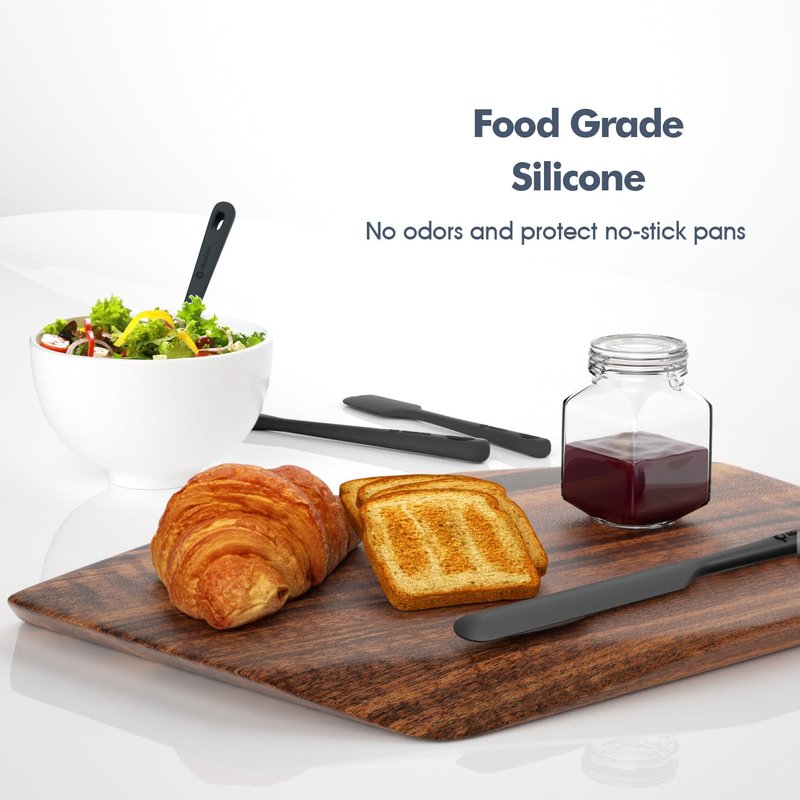 ChefAide 5 Pieces Silicone Spatula Set, Food Grade Rubber Spatula, Upgrade Strong Handle with Ergonomic Grip, Heat Resistant Up to 600°F for Nonstick Cookware, Cooking