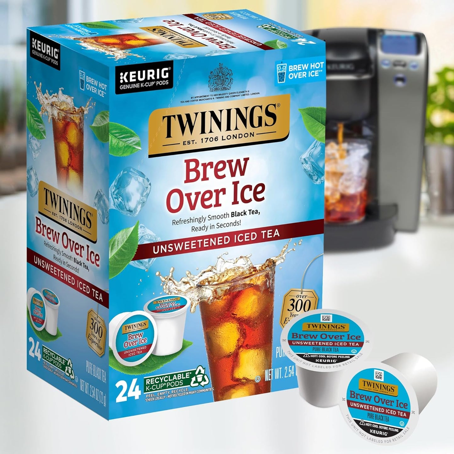 Twinings Brew Over Ice Black Iced Tea K-Cup Pods - Unsweetened, Refreshing & Smooth, 24 Count
