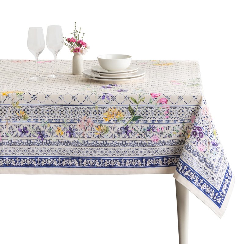 Maison d' Hermine Table Cloth Rectangle Table 100% Cotton 70 x 90 Inches Tablecloth Reusable Decorative for Dining Kitchen Room Farmhouse Home Gifts for Mothers Day Spring Summer - Faience