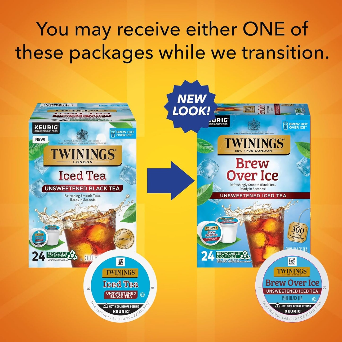 Twinings Brew Over Ice Black Iced Tea K-Cup Pods - Unsweetened, Refreshing & Smooth, 24 Count