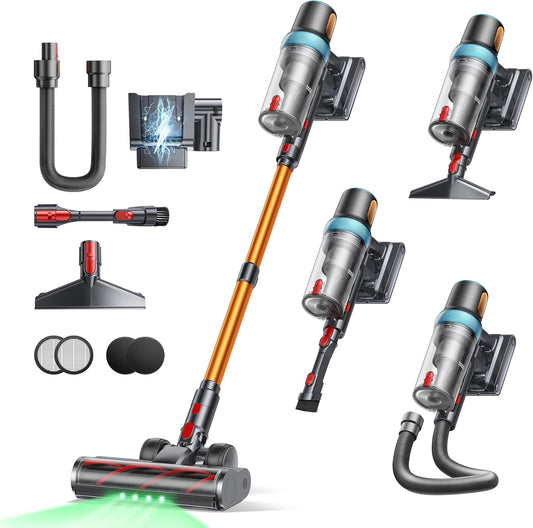 Skiennix Cordless Vacuum Cleaner - 650W, 55KPA Suction Power, 70 Mins Runtime, LED Touch Screen, Wall Charging Station