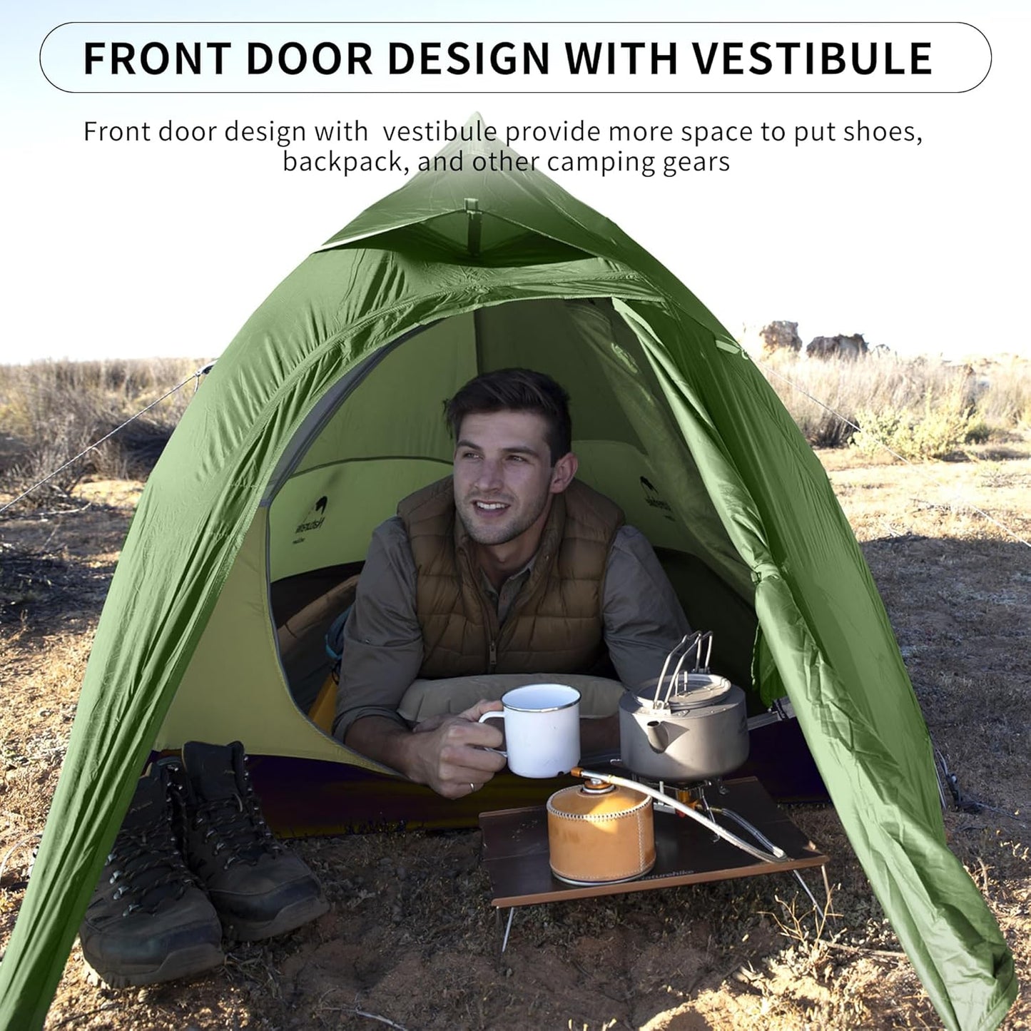 Naturehike Cloud-Up 1 Person Tent, Lightweight Backpacking Tents for One Man, Waterproof Ultralight One Person Tent for Camping Hiking Backpacking